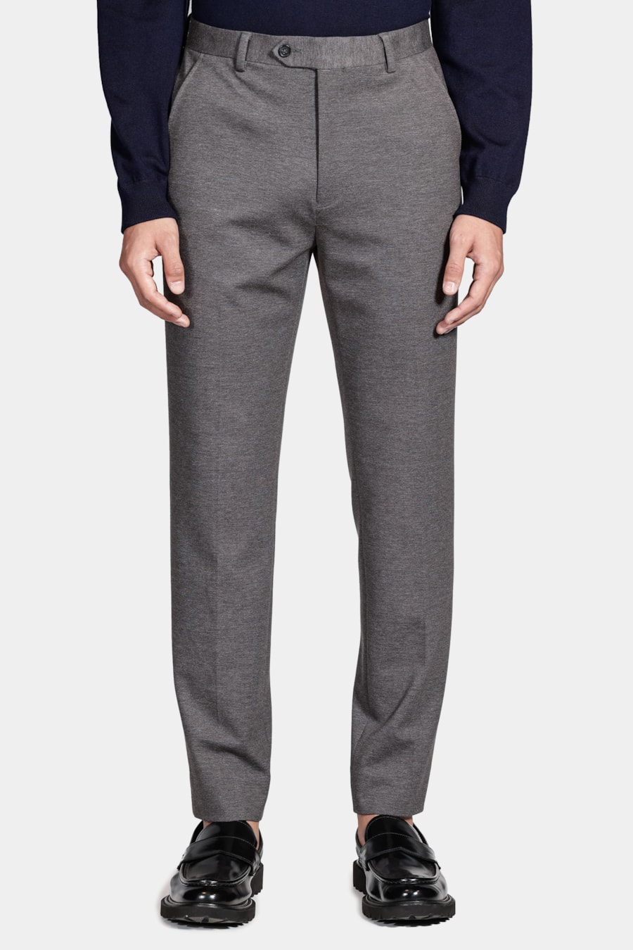 Calça Alfaiataria Malha Super Slim Grafite Mescla — foto 1 de 5
