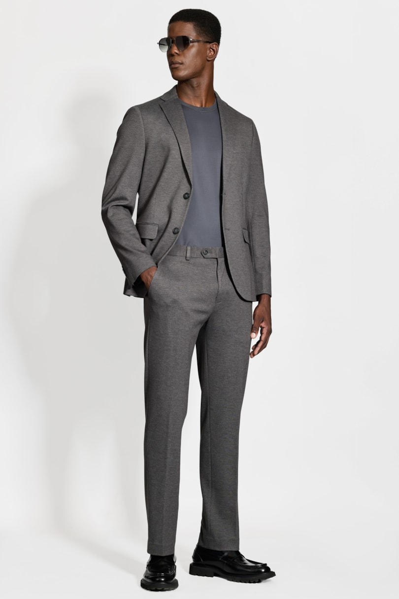 Calça Alfaiataria Malha Super Slim Preto Mescla