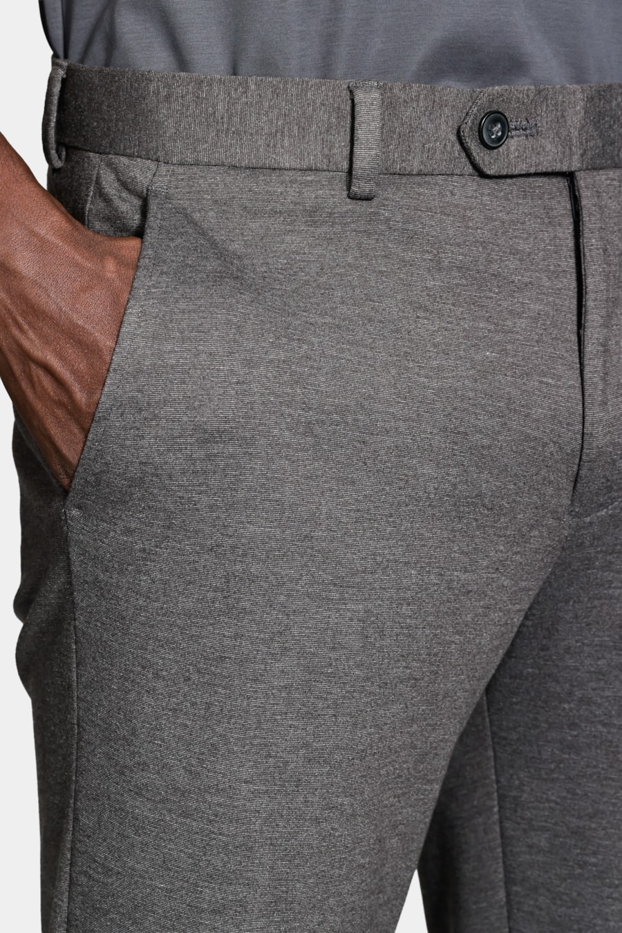 Calça Alfaiataria Malha Super Slim Preto Mescla — foto 3 de 6