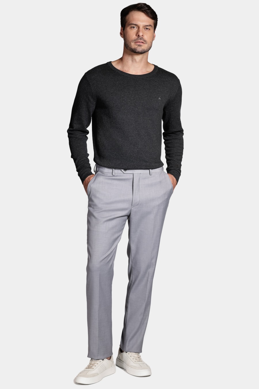 Calça Alfaiataria Slim Com Elastano Chumbo — foto 2 de 5