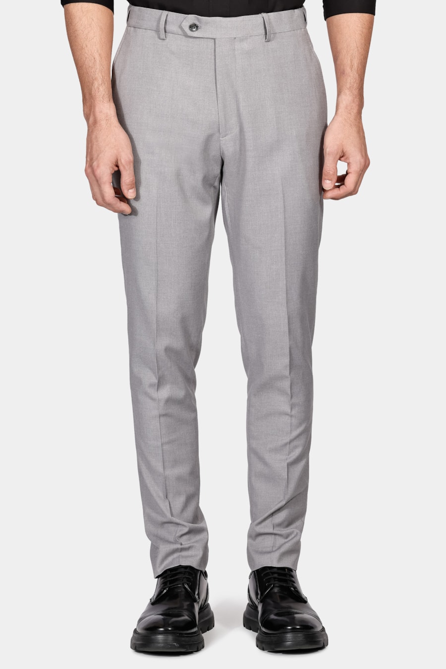Calça Alfaiataria Slim Com Elastano Cinza Claro — foto 1 de 4