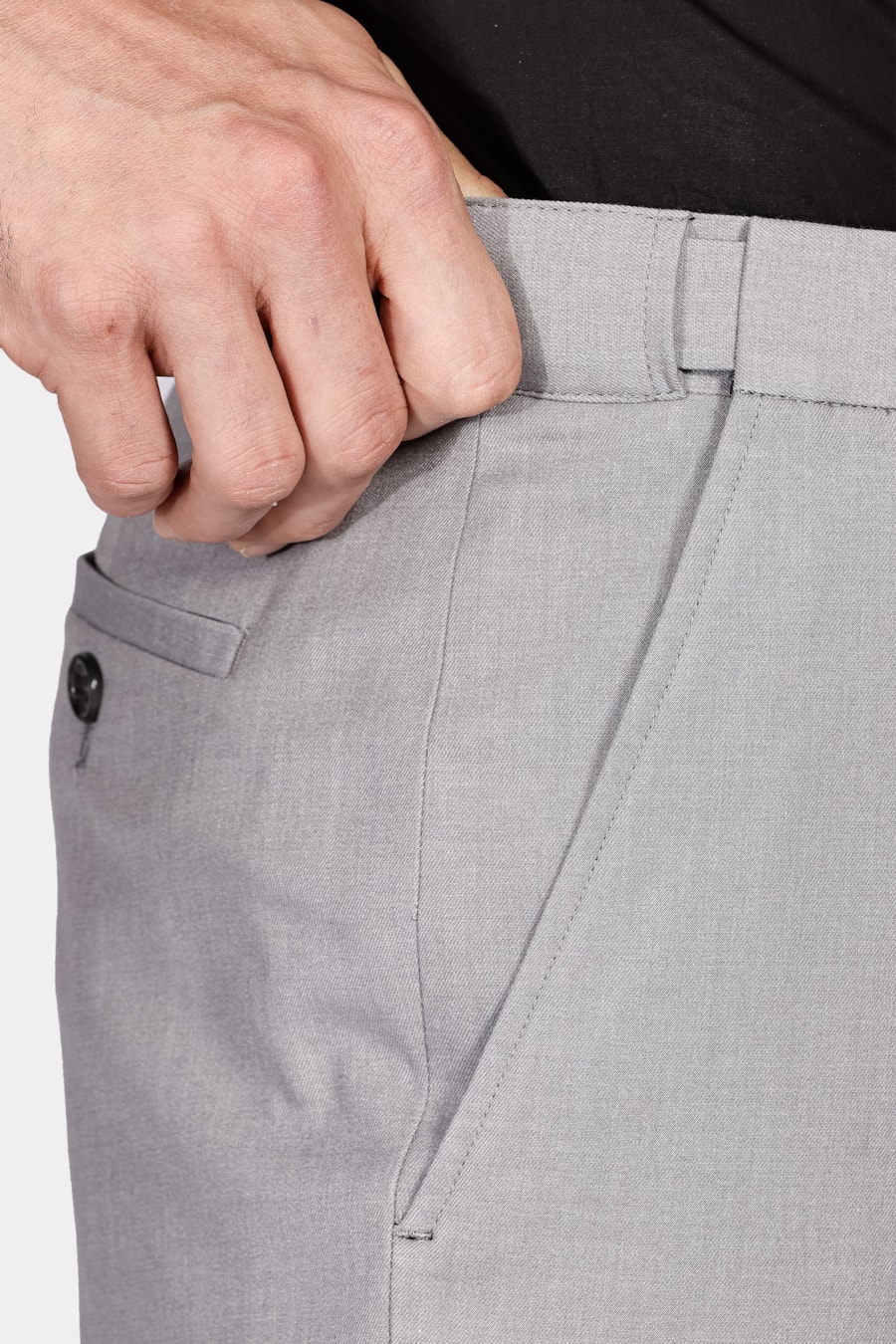 Calça Alfaiataria Slim Com Elastano Cinza Claro — foto 3 de 4