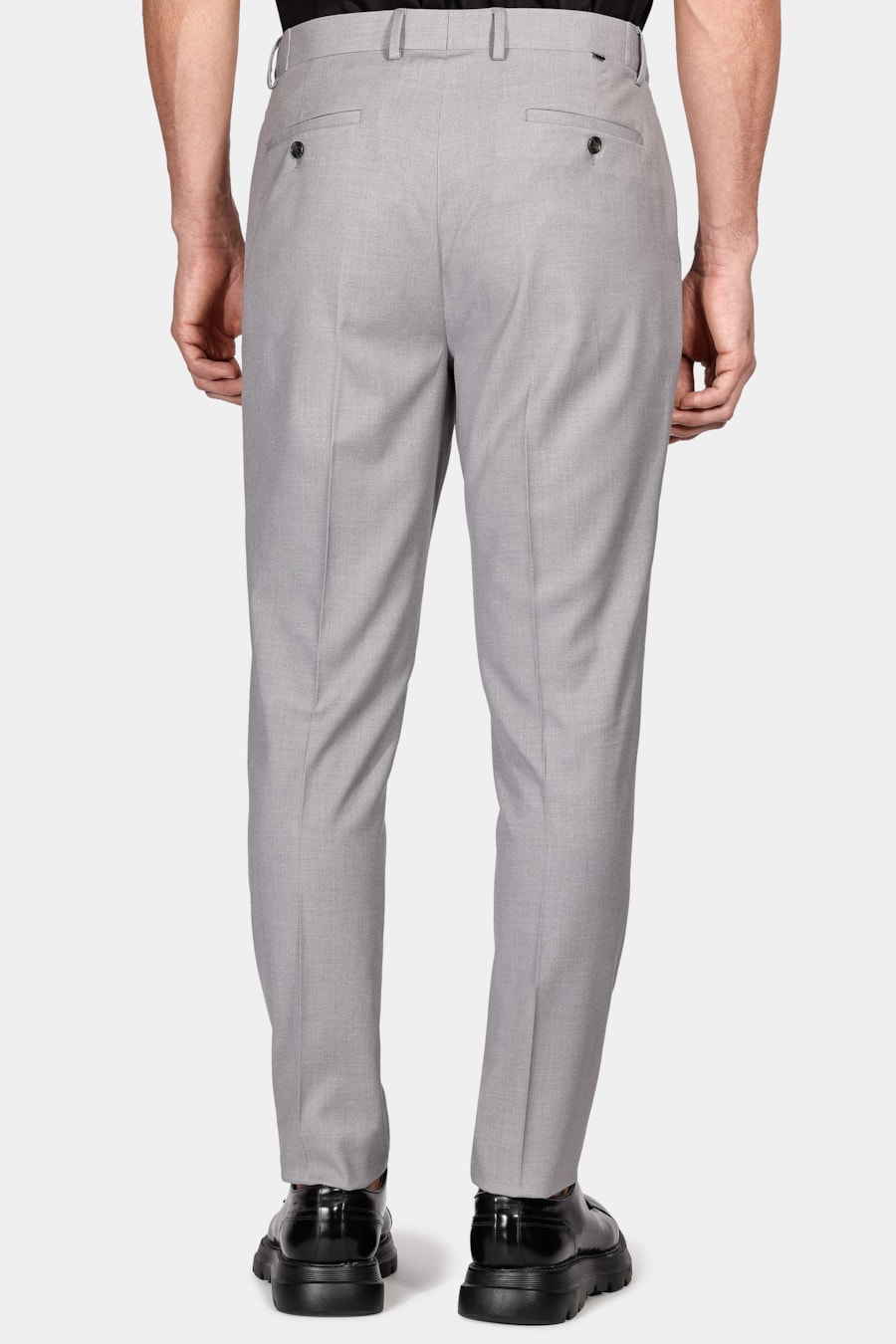 Calça Alfaiataria Slim Com Elastano Cinza Claro — foto 4 de 4