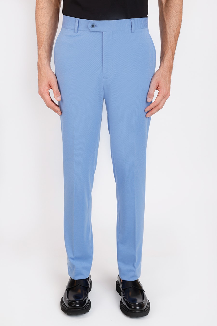 Calça Alfaiataria Super Slim Malha Azul — foto 1 de 6