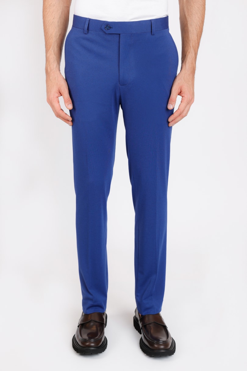 Calça Alfaiataria Super Slim Malha Azul Bic