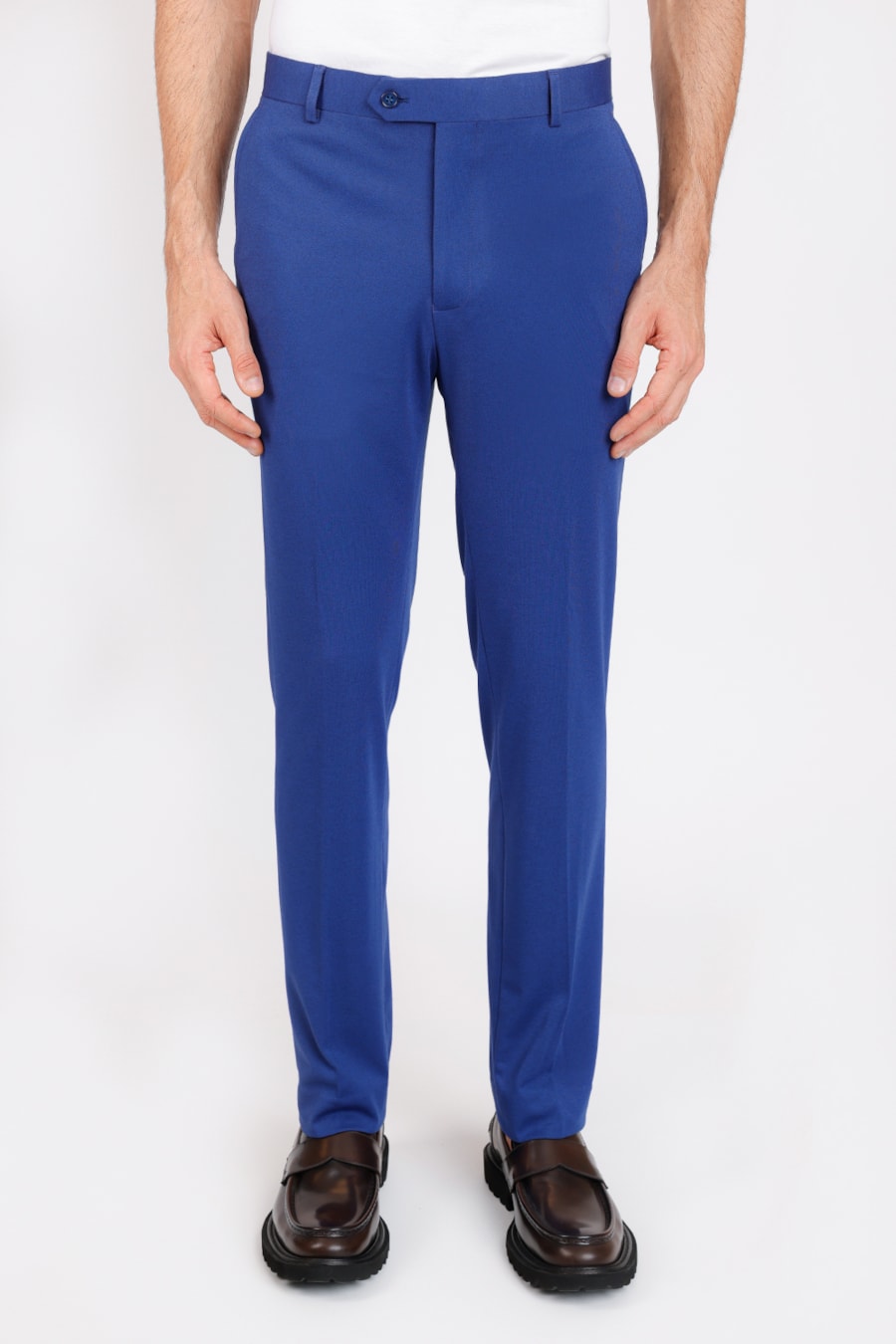 Calça Alfaiataria Super Slim Malha Azul Bic — foto 1 de 6