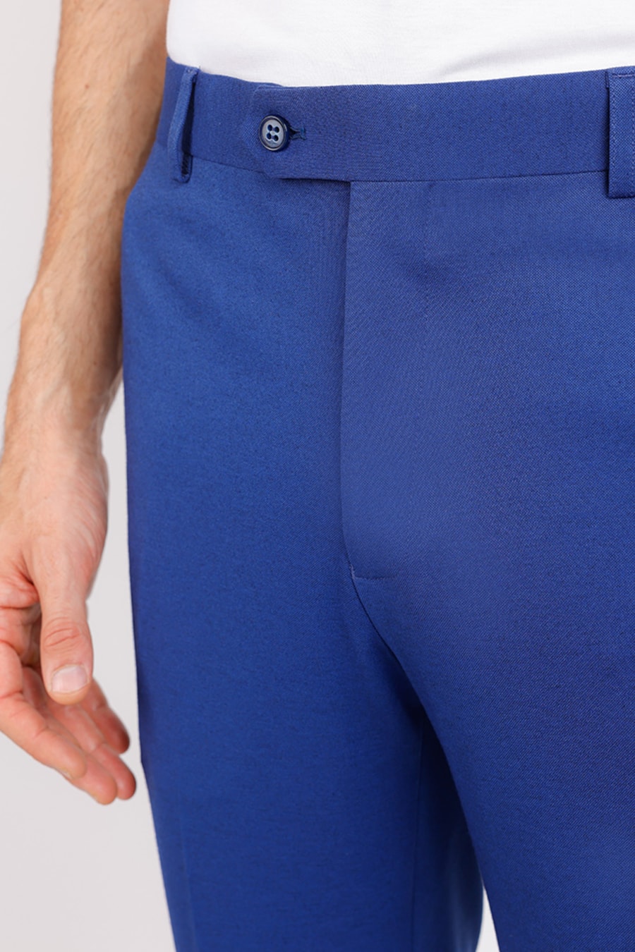 Calça Alfaiataria Super Slim Malha Azul Bic — foto 3 de 6