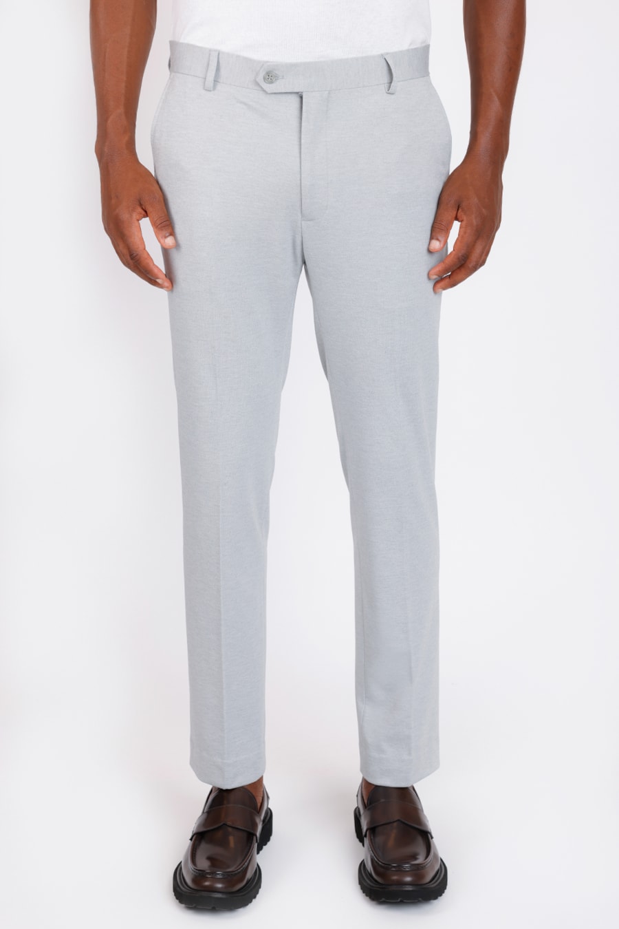 Calça Alfaiataria Super Slim Malha Cinza — foto 1 de 6