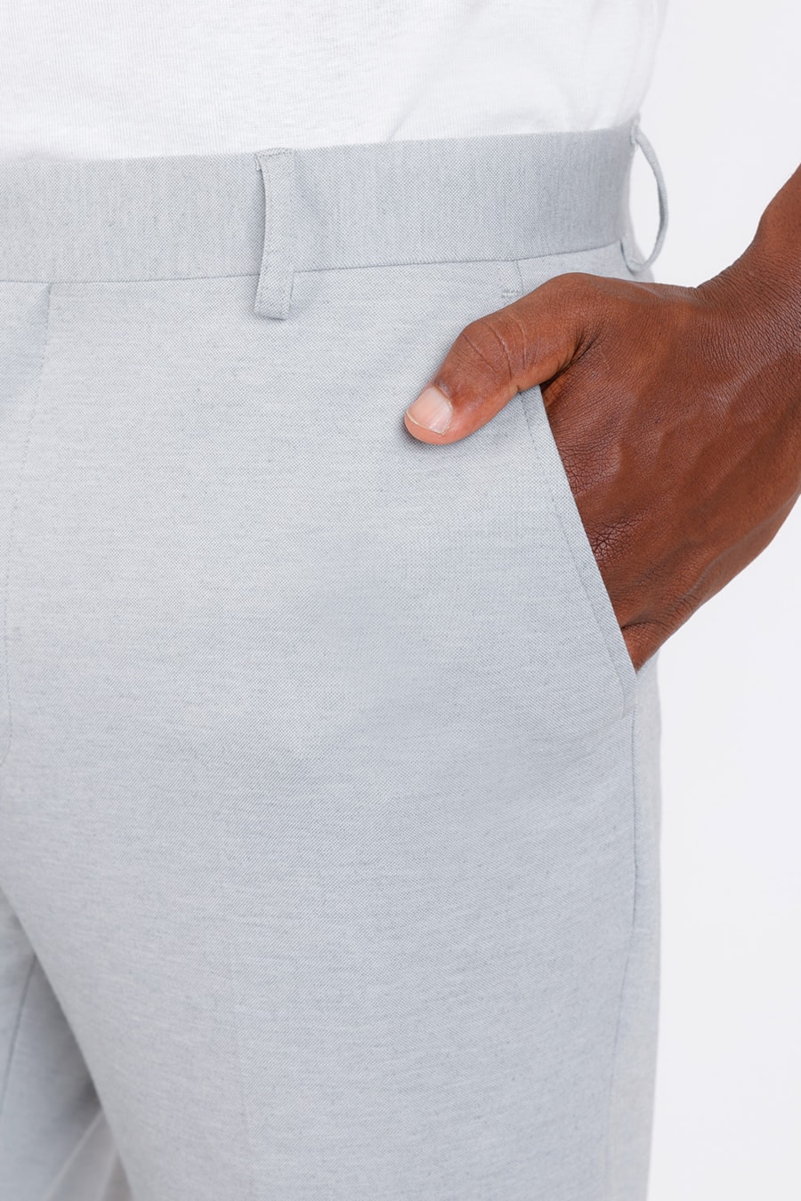 Calça Alfaiataria Super Slim Malha Cinza — foto 4 de 6