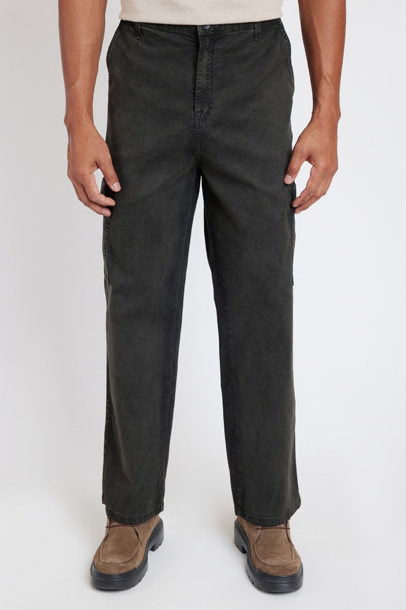 Calça Cargo Color Tinturada Jateada Verde Militar