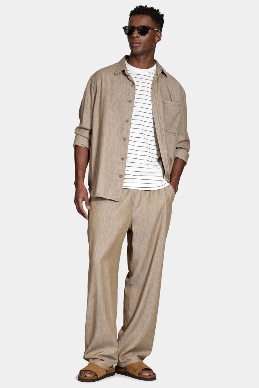 Calça Chino Algodão Ampla Rustica Caqui — foto 2 de 7