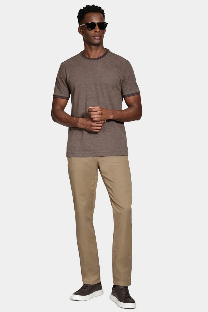 Calça Chino Algodão Premium Básica Caqui