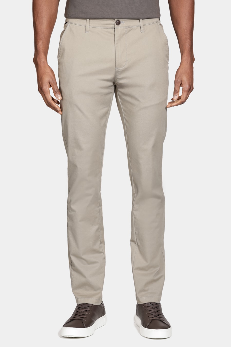 Calça Chino Algodão Premium Básica Cinza Rato — foto 1 de 6