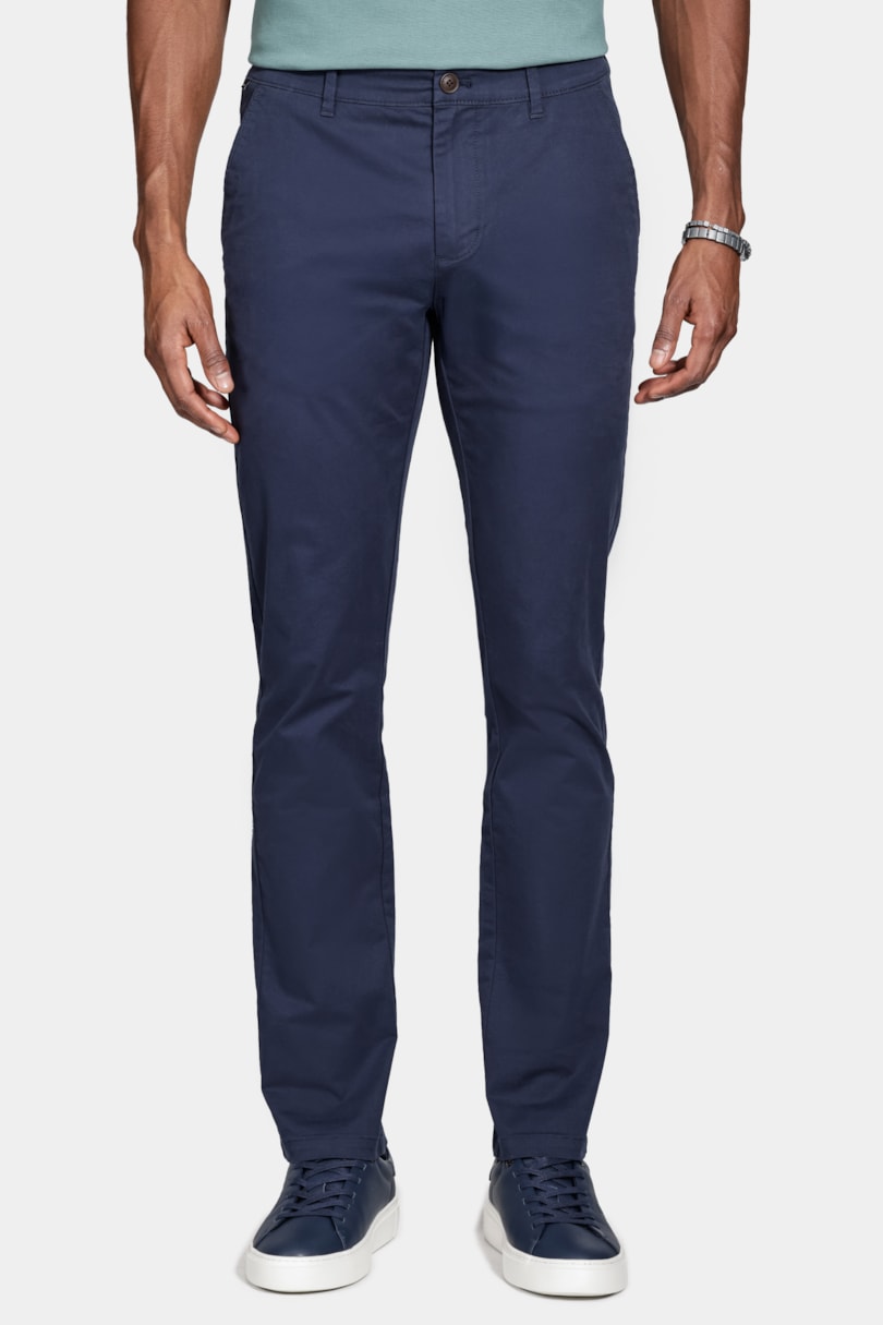 Calça Chino Algodão Premium Básica Marinho