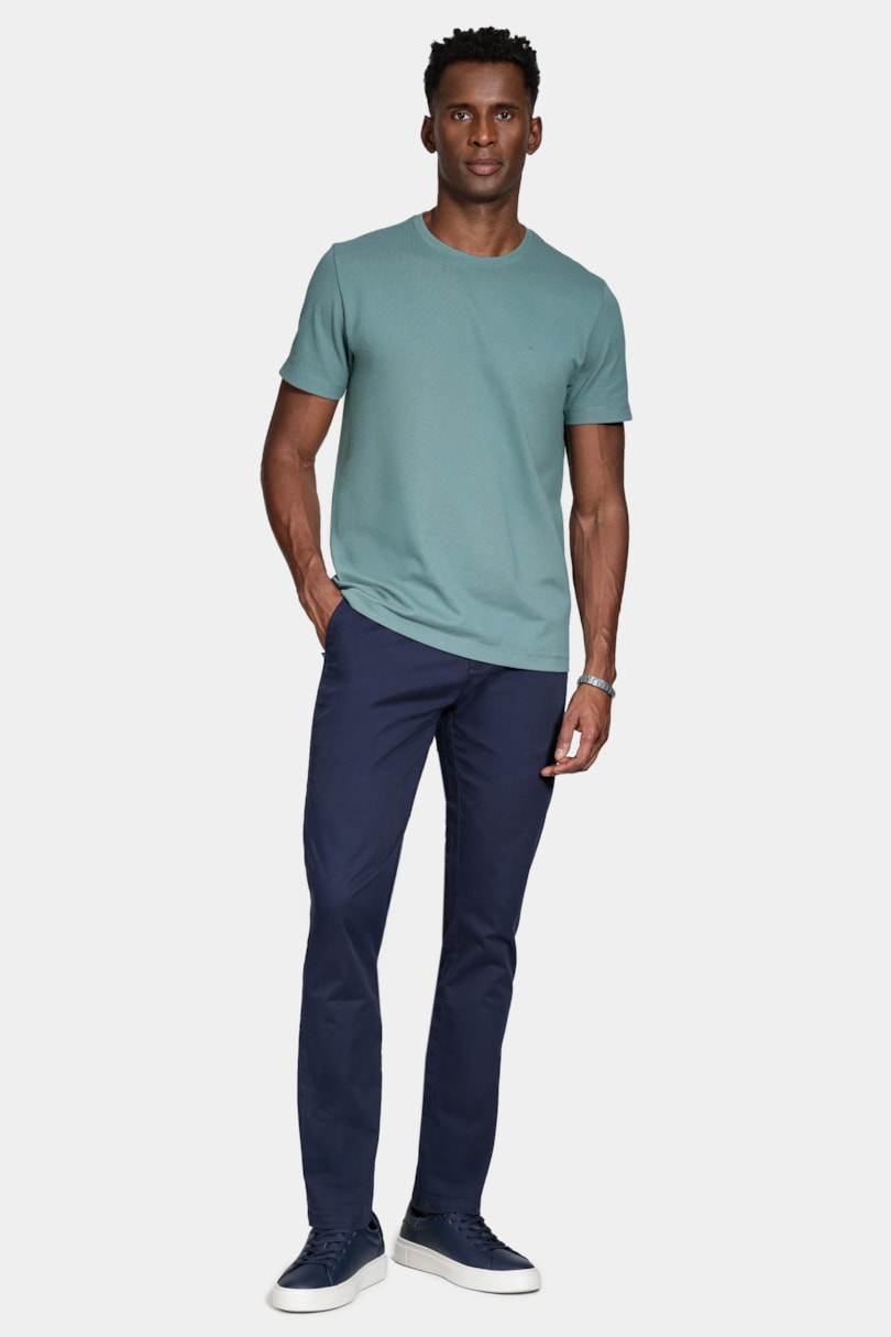 Calça Chino Algodão Premium Básica Marinho