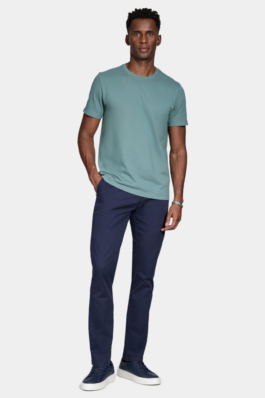 Calça Chino Algodão Premium Básica Marinho — foto 2 de 6