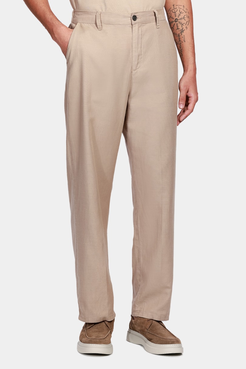 Calça Chino Ampla Blend Premium Cáqui