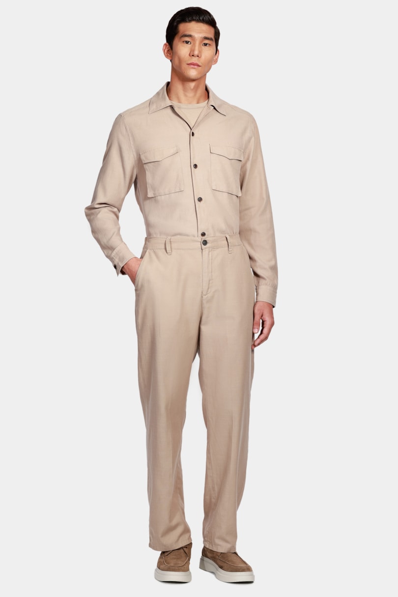 Calça Chino Ampla Blend Premium Cáqui