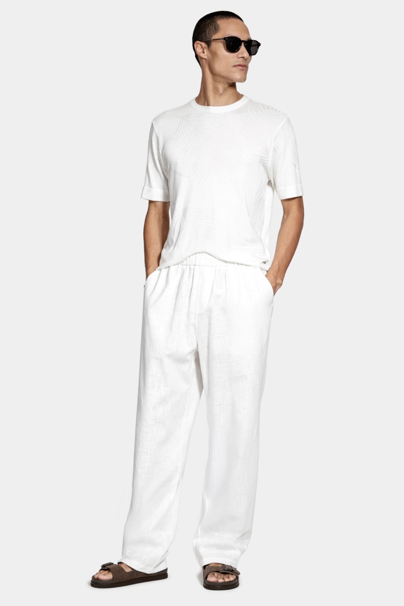 Calca Chino Ampla Rustica Off White