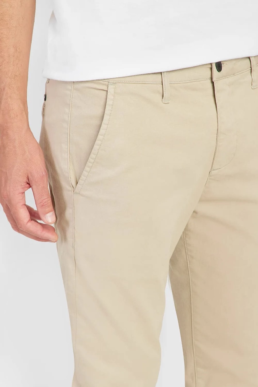 Calça Chino Bolso Reto Color Sólida Areia — foto 3 de 5