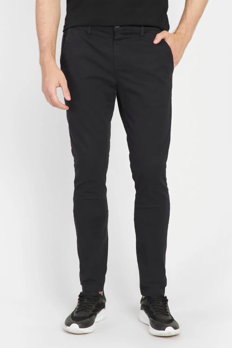 Calça Chino Bolso Reto Color Sólida Preto