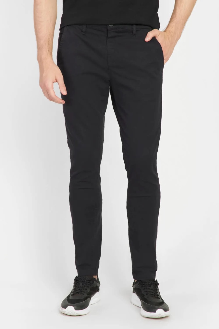Calça Chino Bolso Reto Color Sólida Preto — foto 1 de 5