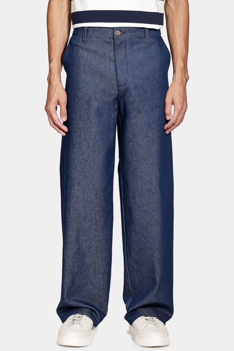 Calça Chino Clássica No Wash Azul Escuro