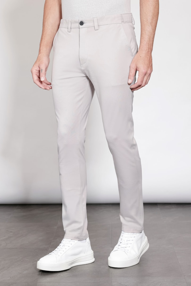 Calça Chino de Malha Moovex Cinza Claro