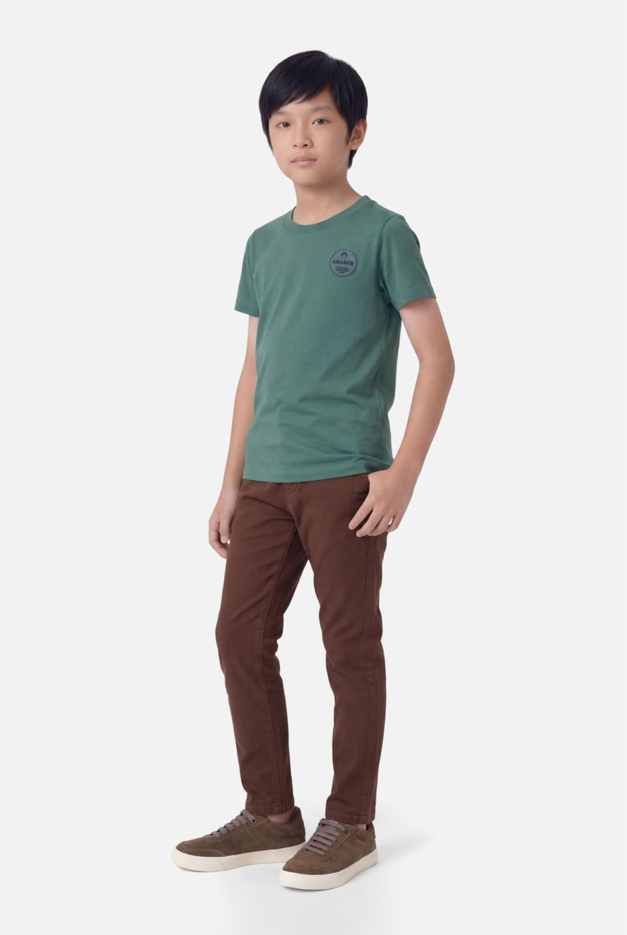 Calça Chino Infantil Bolso Reto Cacau — foto 2 de 4