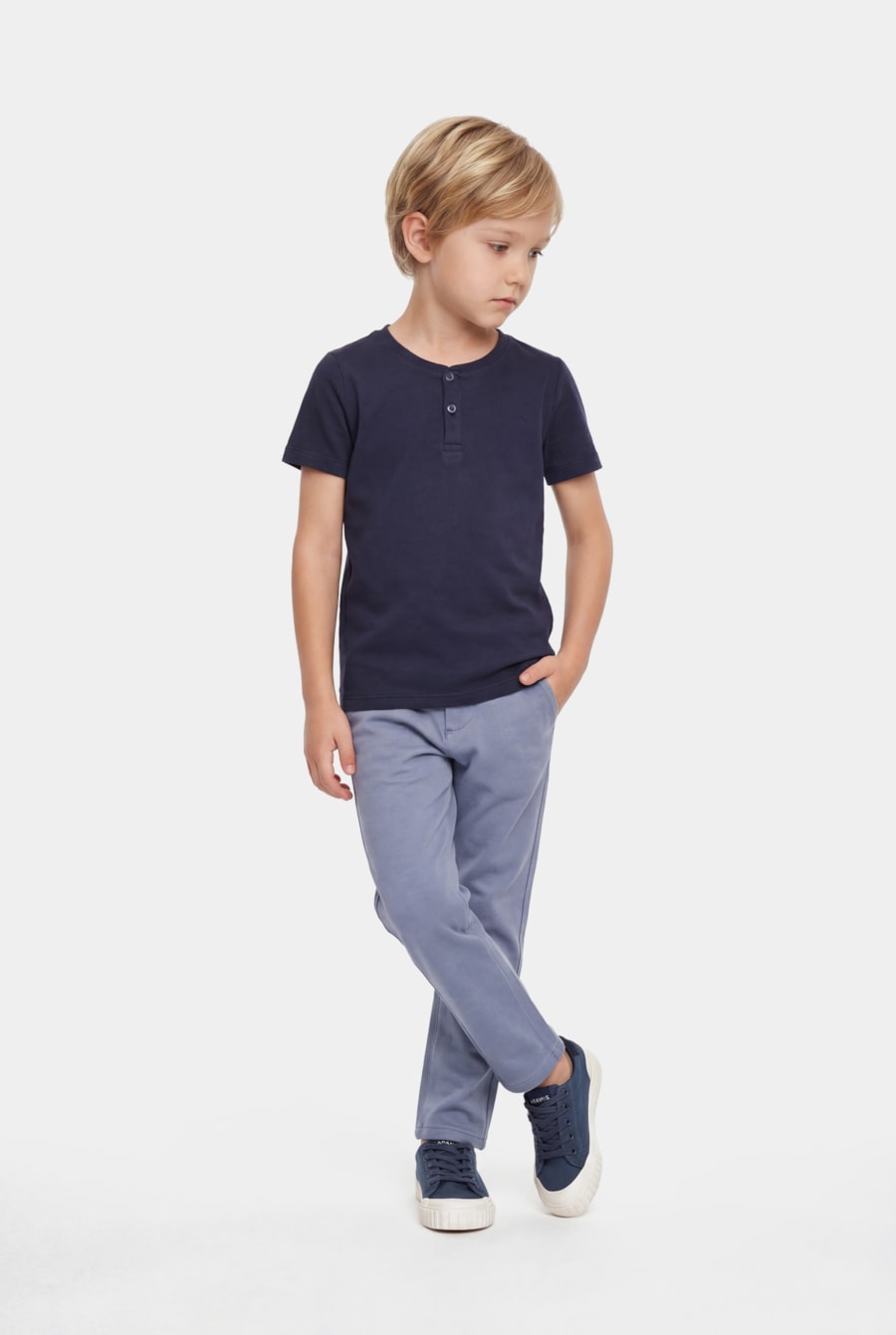 Calça Chino Infantil Comfort Color Azul Indigo — foto 2 de 7