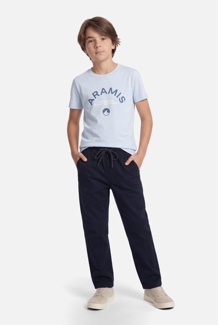 Calça Chino Infantil Preppy Moletom Marinho — foto 2 de 4