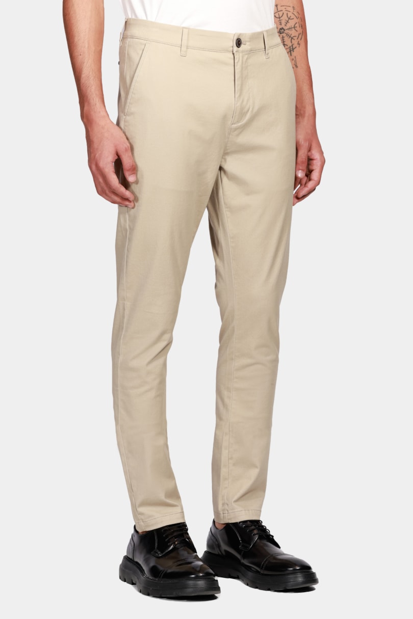 Calça Chino Skinny Clássica Sarja Areia