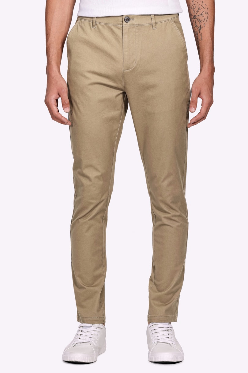Calça Chino Skinny Clássica Sarja Cáqui