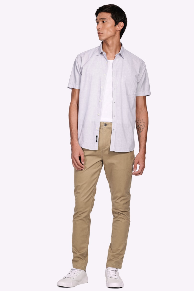 Calça Chino Skinny Clássica Sarja Cáqui