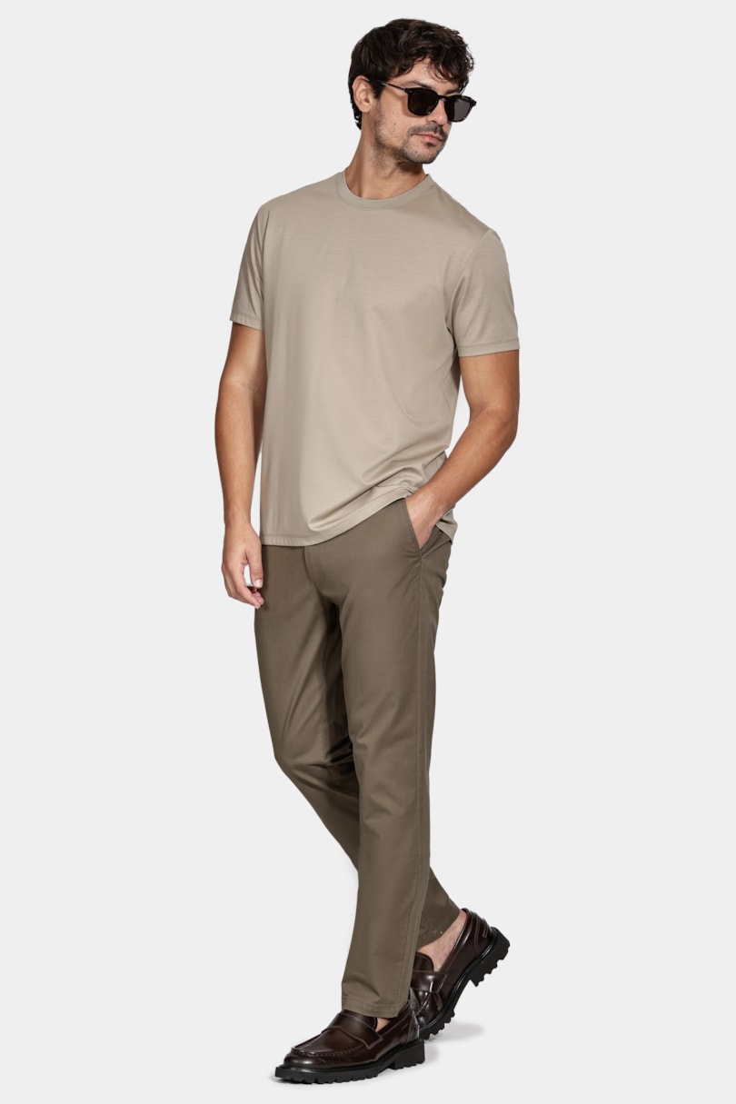 Calça Chino Skinny Clássica Sarja Verde Militar