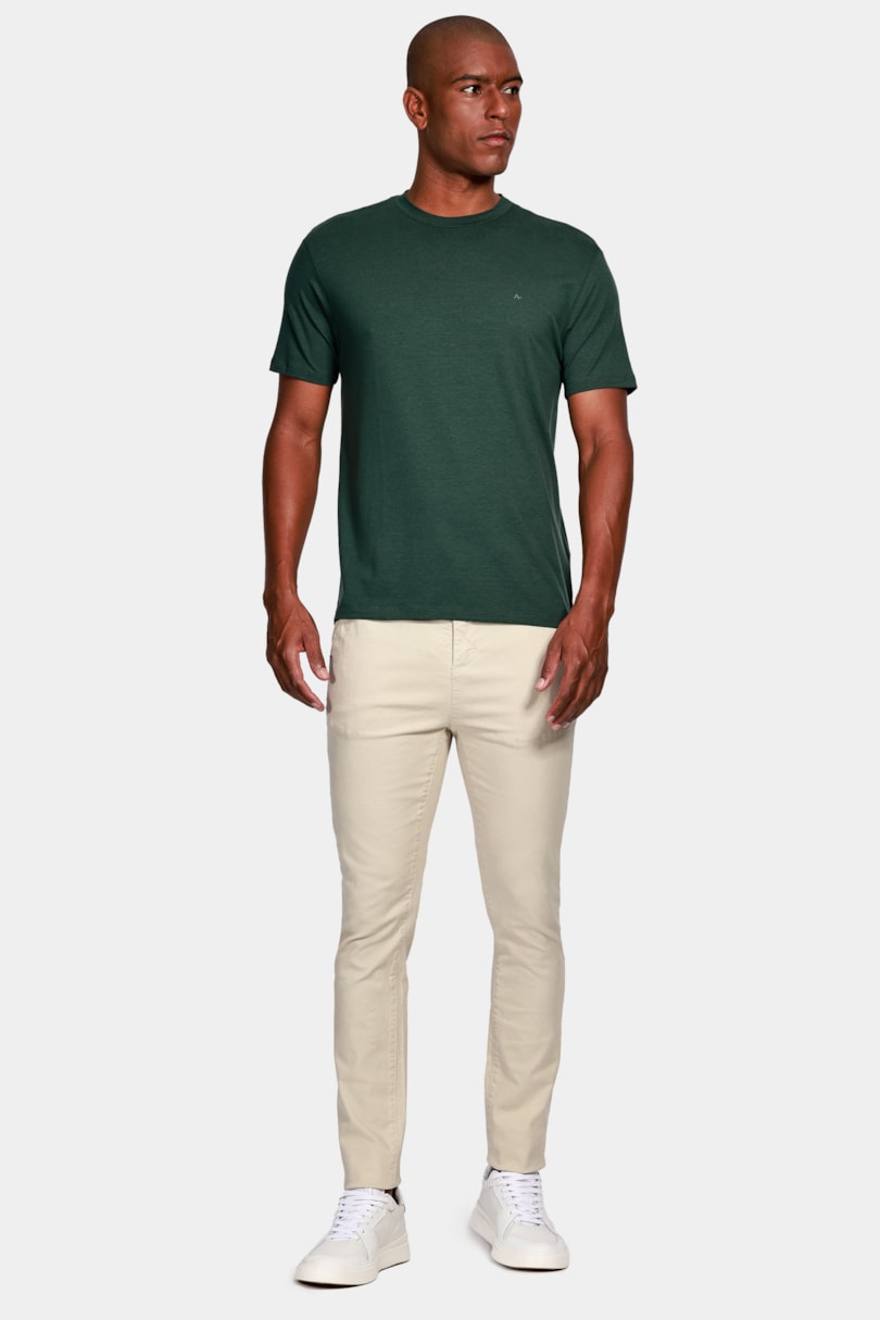 Calça Chino Skinny Sarjada Areia