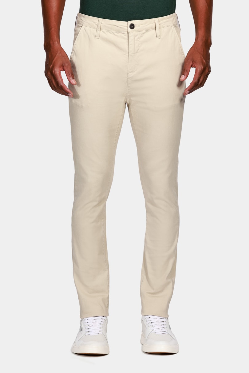 Calça Chino Skinny Sarjada Areia