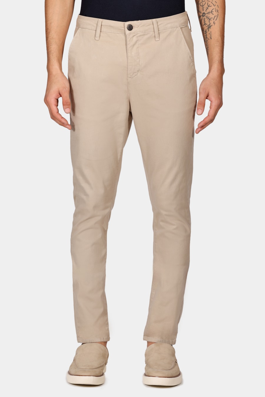 Calça Chino Skinny Sarjada Cáqui — foto 1 de 5