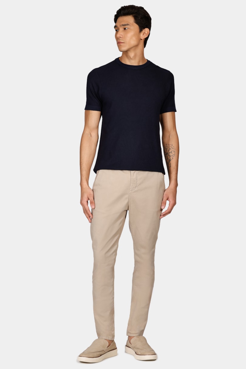 Calça Chino Skinny Sarjada Cáqui