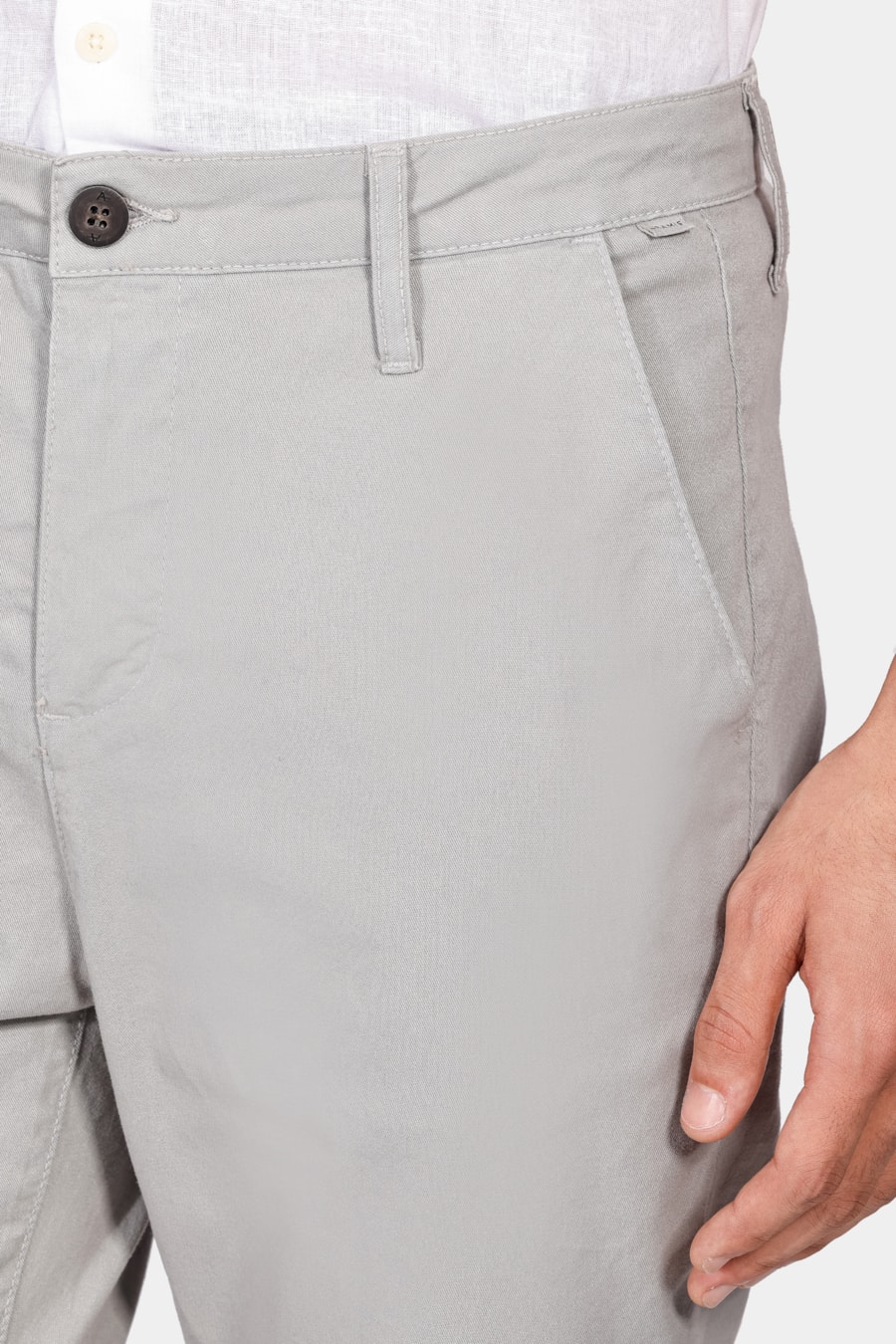 Calça Chino Skinny Sarjada Cinza — foto 3 de 5