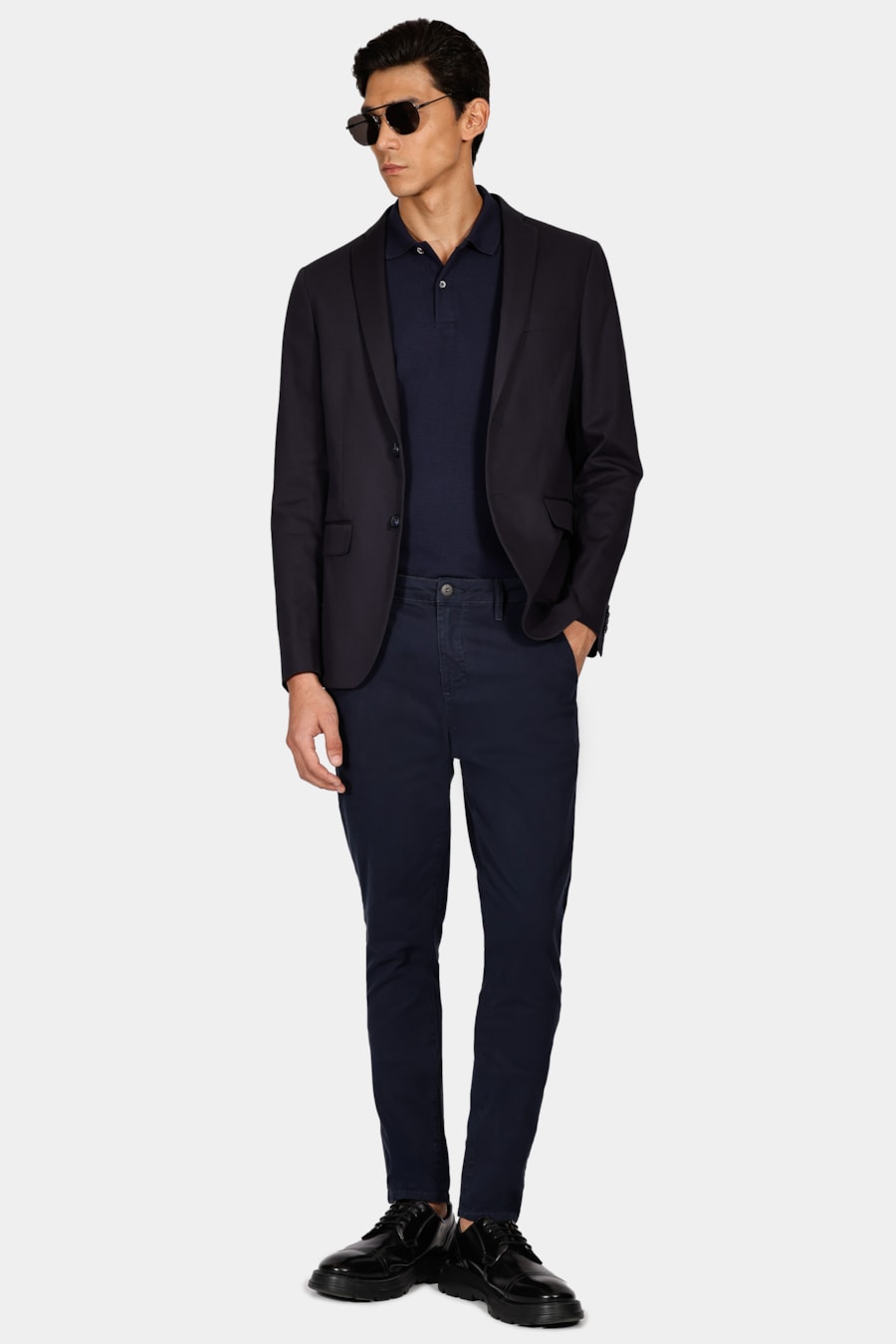 Calça Chino Skinny Sarjada Marinho — foto 2 de 6