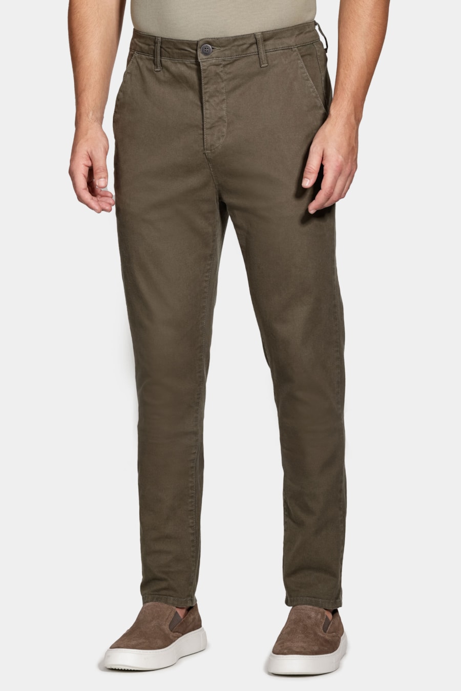 Calça Chino Skinny Sarjada Verde Militar — foto 1 de 6