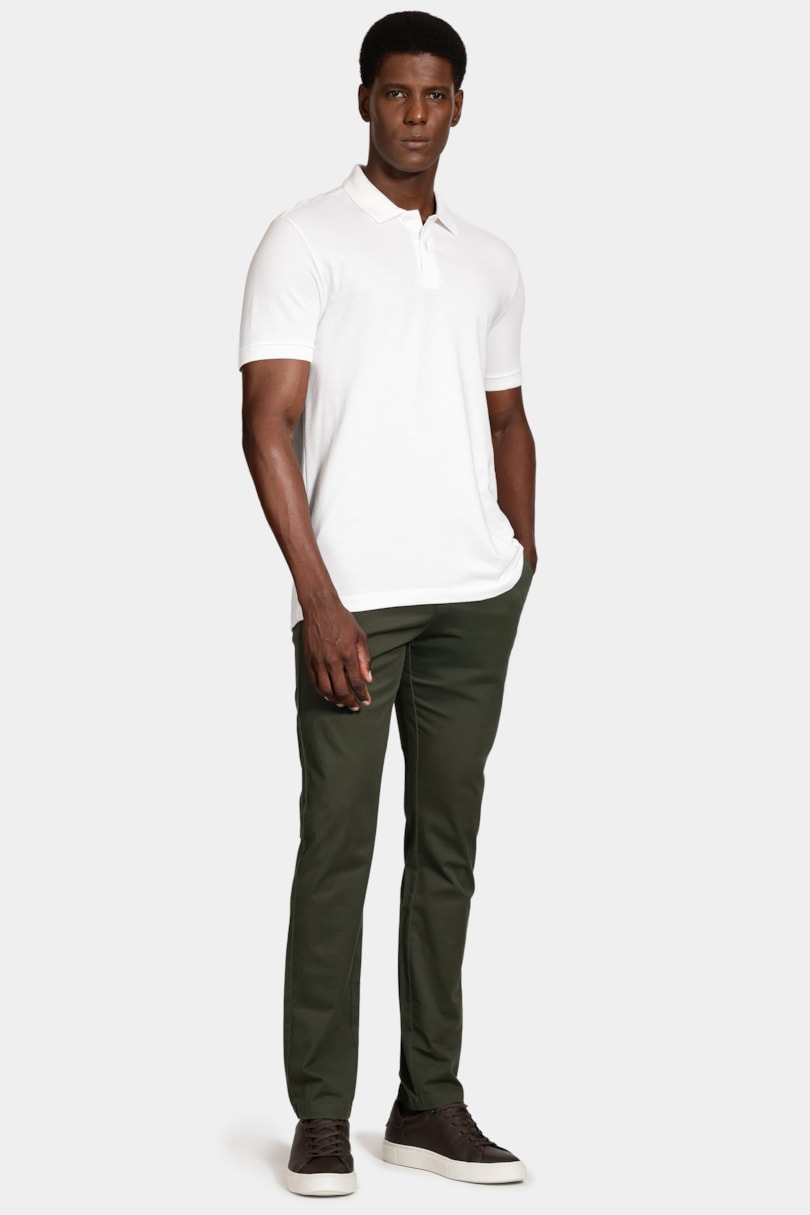 Calça Chino Slim Básica Premium Verde Militar