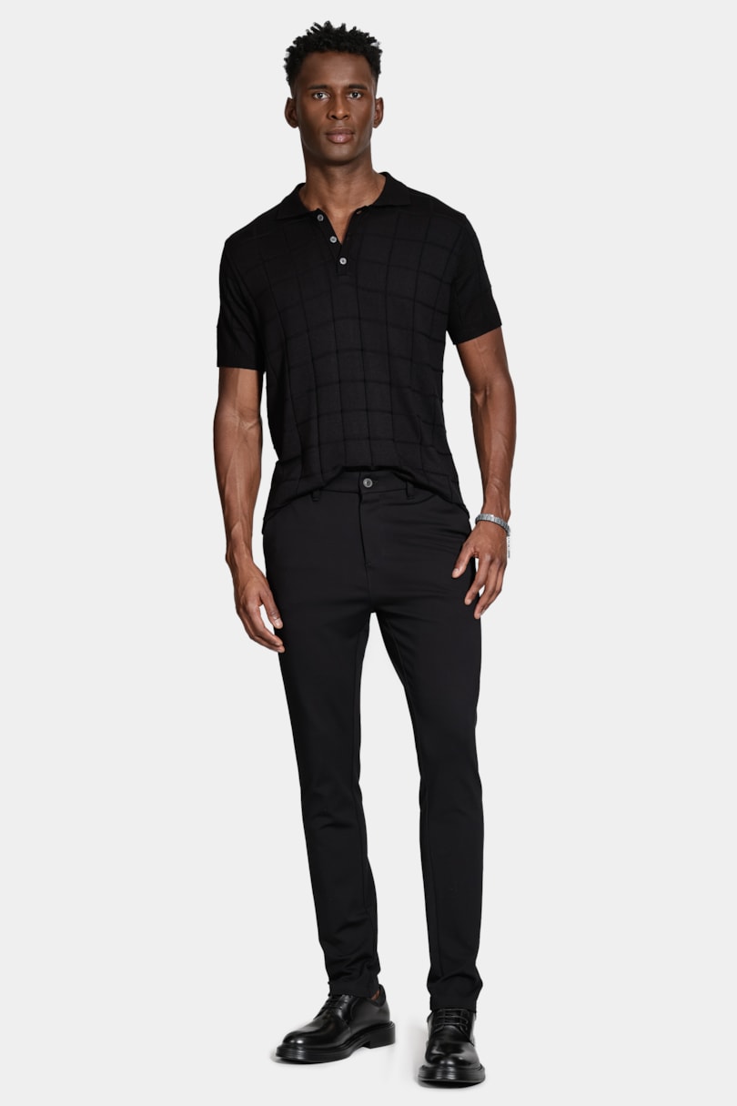 Calça Chino Slim Knit Conforto Preto