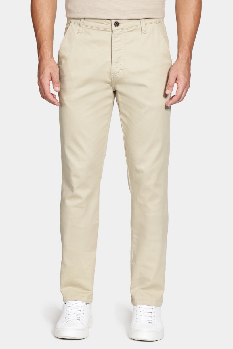 Calça Chino Slim Maquinetada Areia