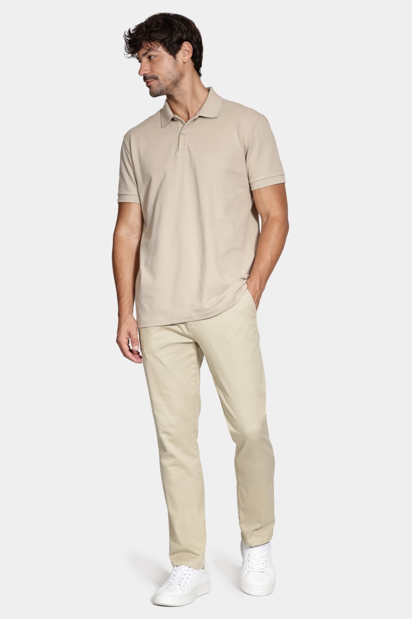 Calça Chino Slim Maquinetada Areia