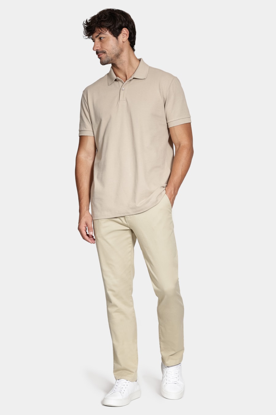 Calça Chino Slim Maquinetada Areia — foto 2 de 6