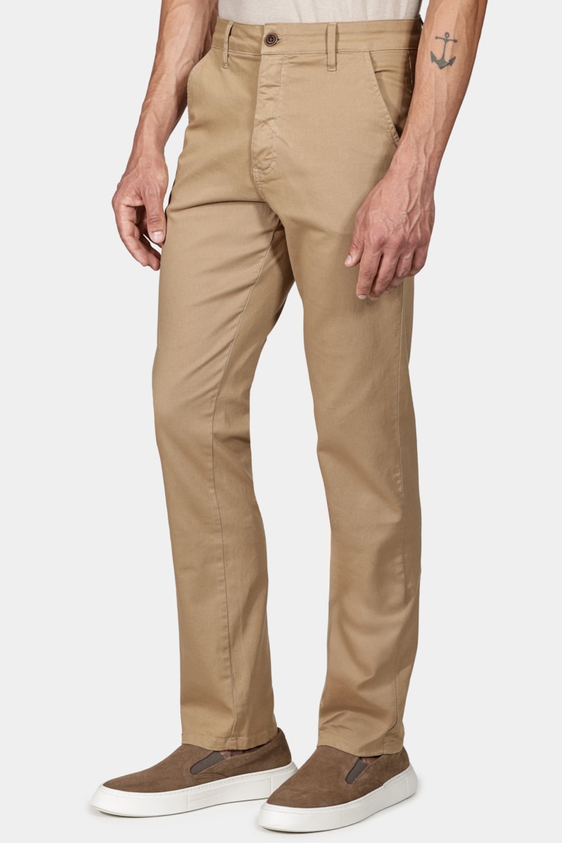 Calça Chino Slim Maquinetada Cáqui