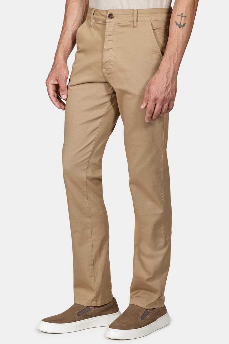 Calça Chino Slim Maquinetada Cáqui — foto 1 de 5