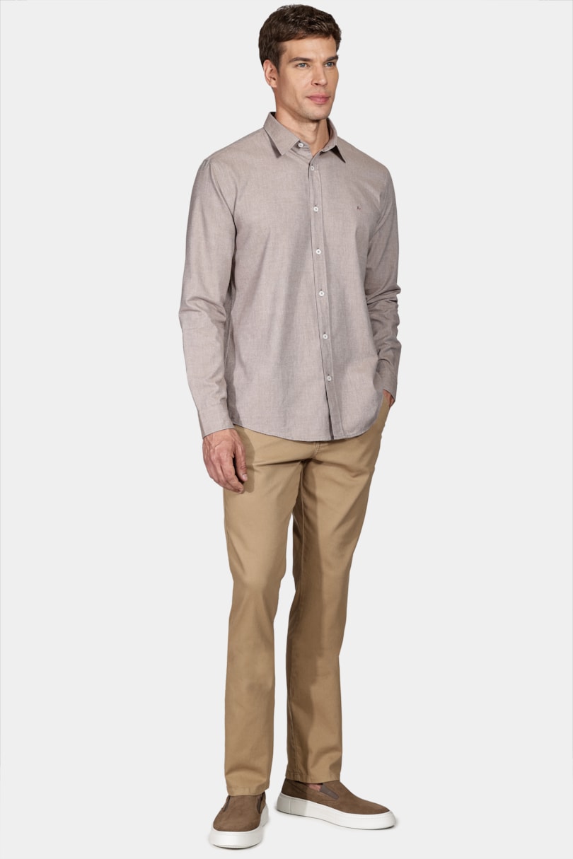 Calça Chino Slim Maquinetada Cáqui